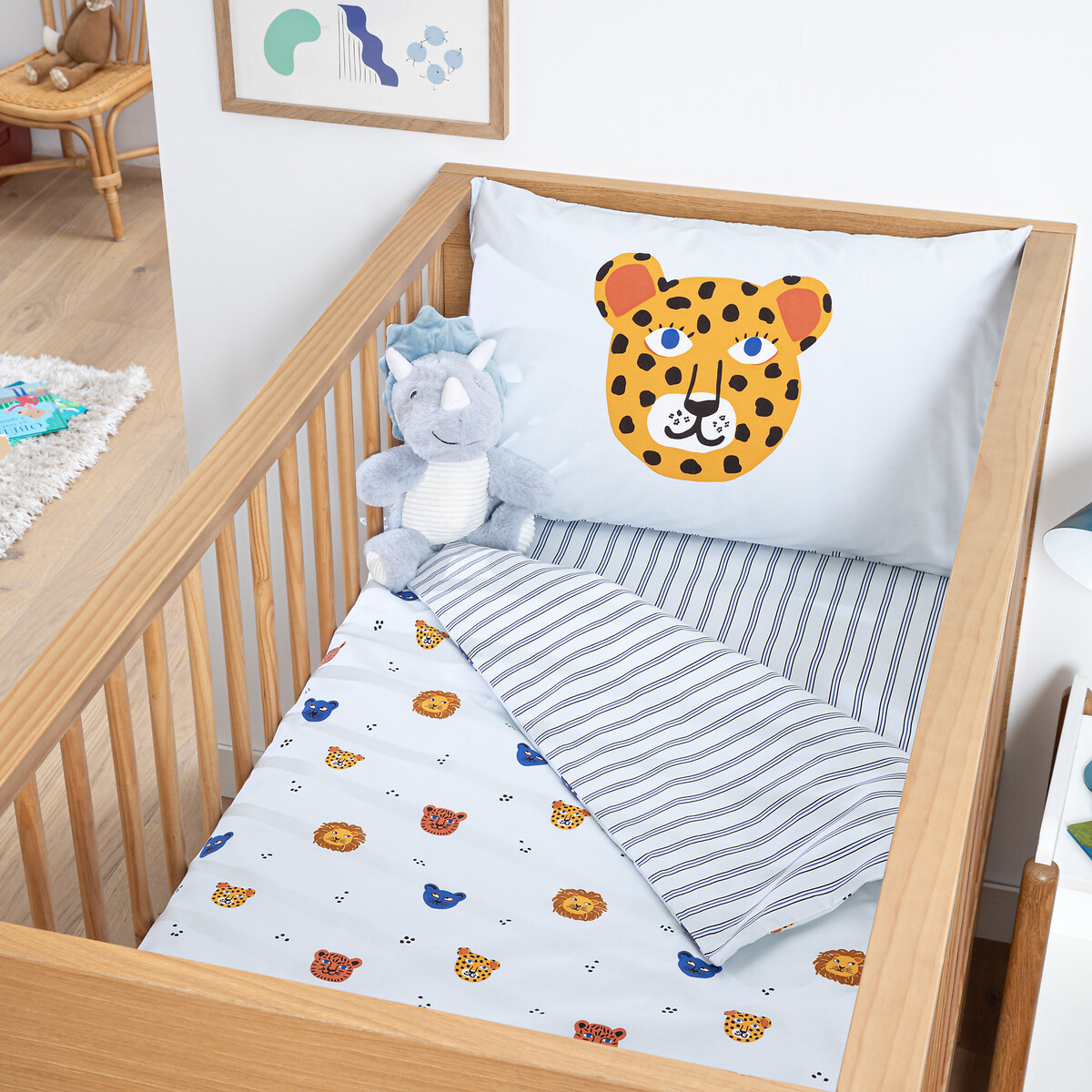 Housse De Couette Bébé, En Percale De Coton, Imprimé Animaux, PETITE SAVANE — vue 3