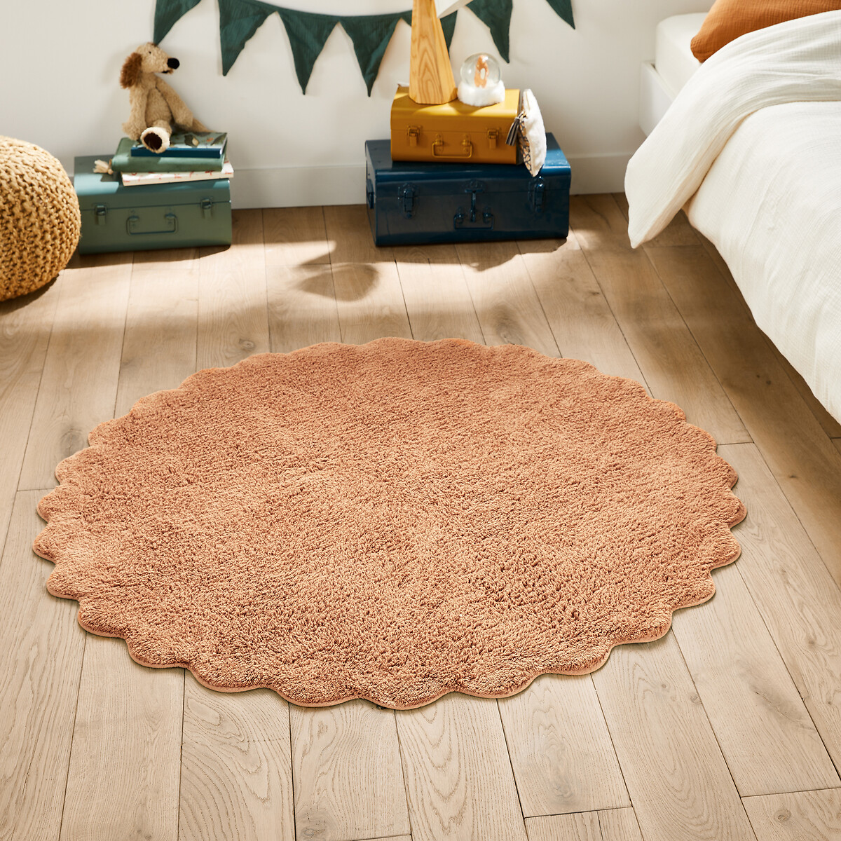LA REDOUTE INTERIEURS Rond vloerkleed, geschulpt, voor kinderen, gerecycled katoen, Honaki