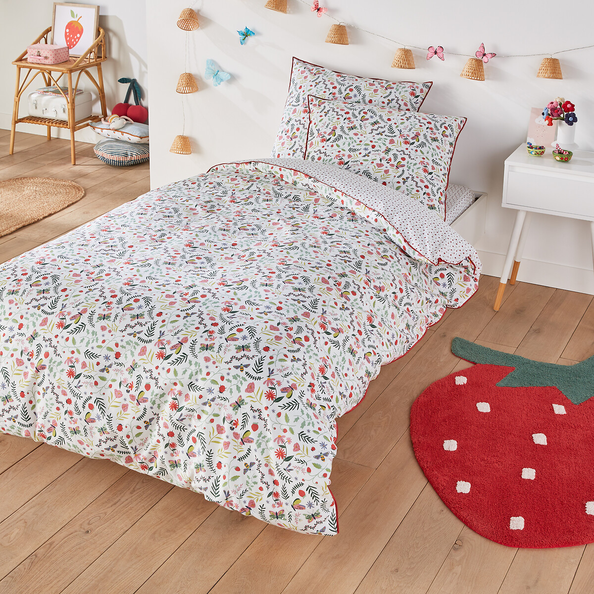 La Redoute Interieurs Fraize Floral Cotton Duvet Cover Unisex Printed Sngl Jnr Bed (140X150cm)