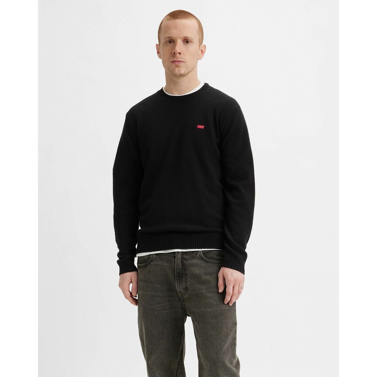 Levi's Housemark Crew Neck Wool Blend Jumper Men's Black Small