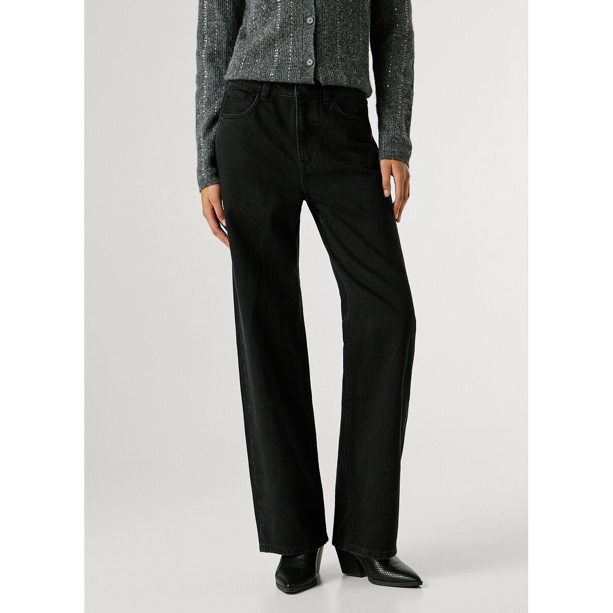 Pepe Jeans Vaqueros rectos de tiro alto LEXA. Talla 30 Longitud 32. Color Negro