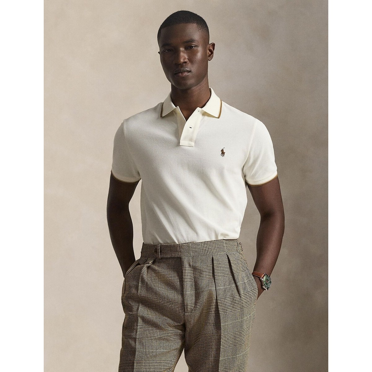 Polo droit custom fit en maille piquée