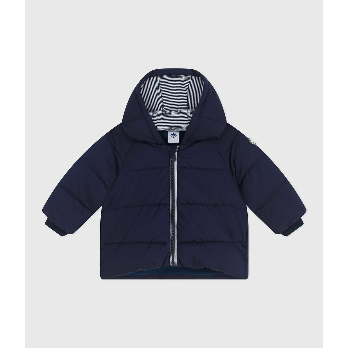 Petit Bateau Padded Winter Jacket With Fixed Hood Navy Blue 12M (74Cm)