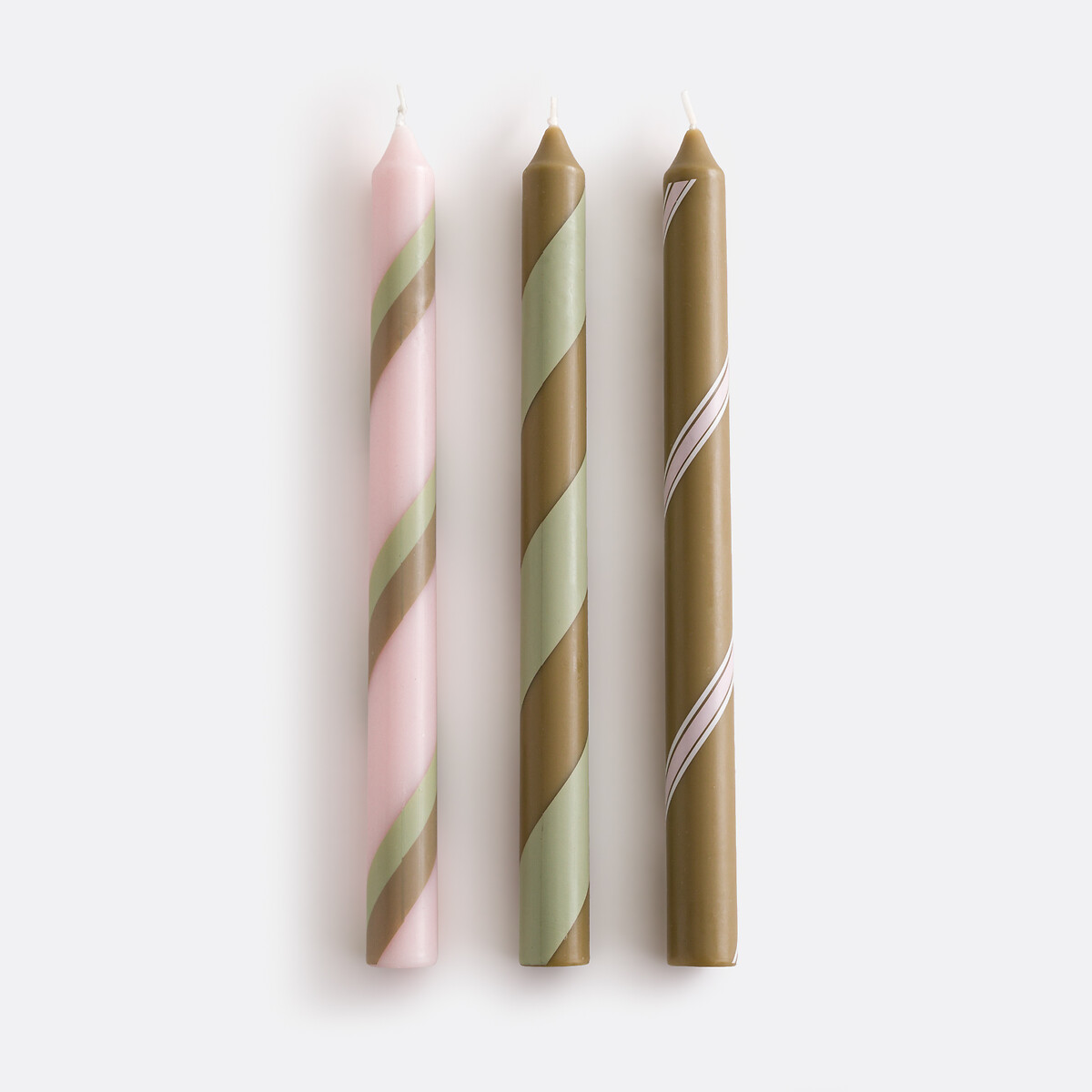 La Redoute Interieurs Set Of 3 Georgio Striped Candles Unisex Multi-Coloured