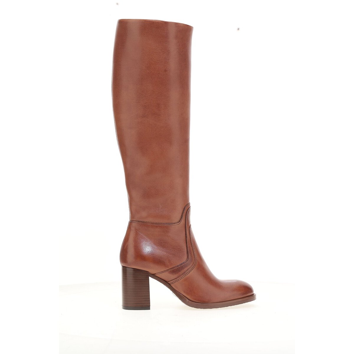 Mjus Heeled Leather Calf Boots Women's Cognac Size 39