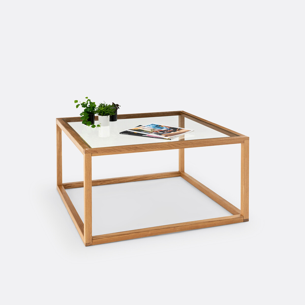 Adonis Square Oak and Glass Coffee Table
