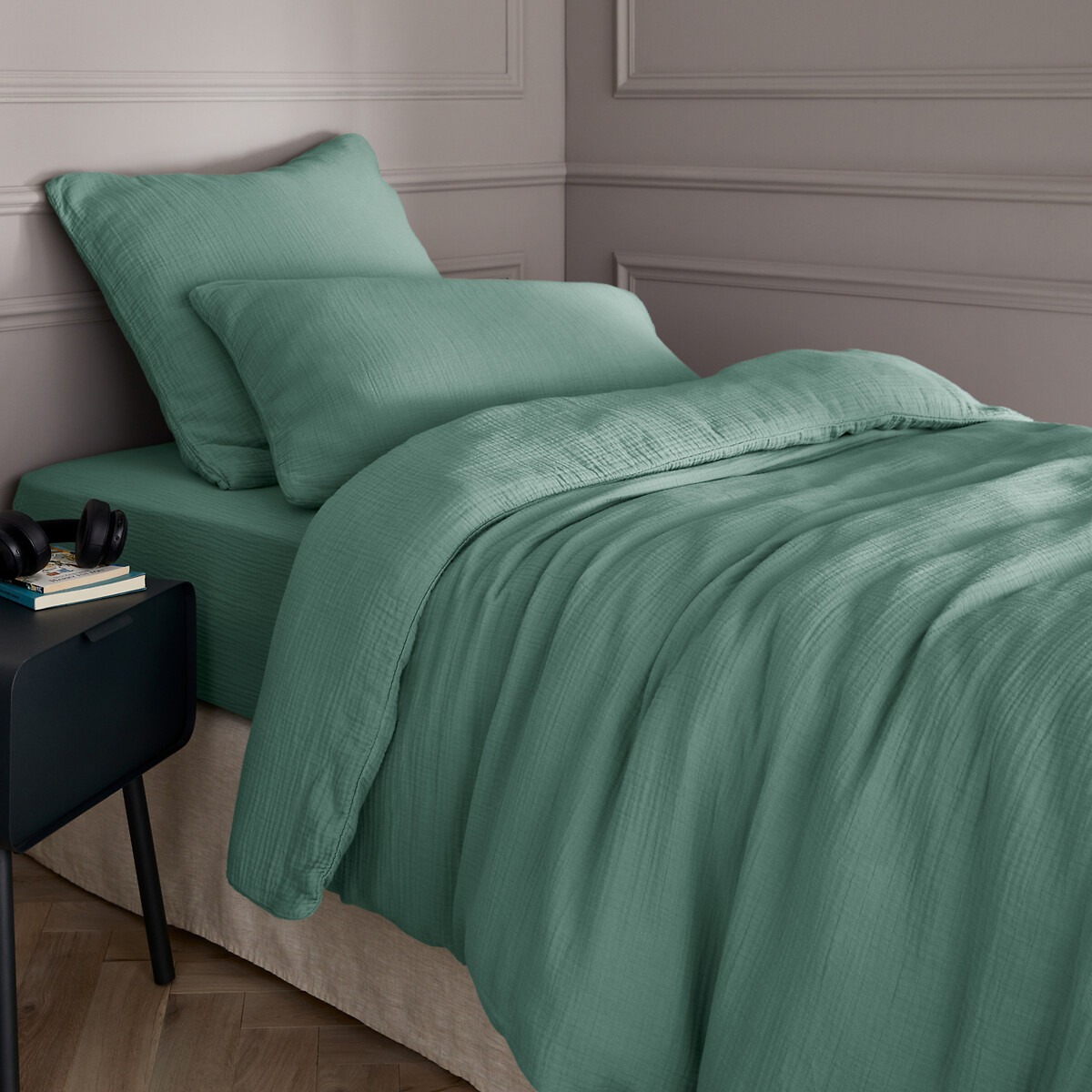 Am.pm Yafa Child's Organic Cotton Duvet Cover Unisex Eucalyptus Single (140X200cm)