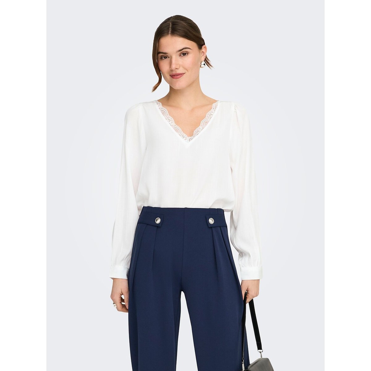 Jdy V-Neck Long Sleeve Blouse Women's White Extra Small