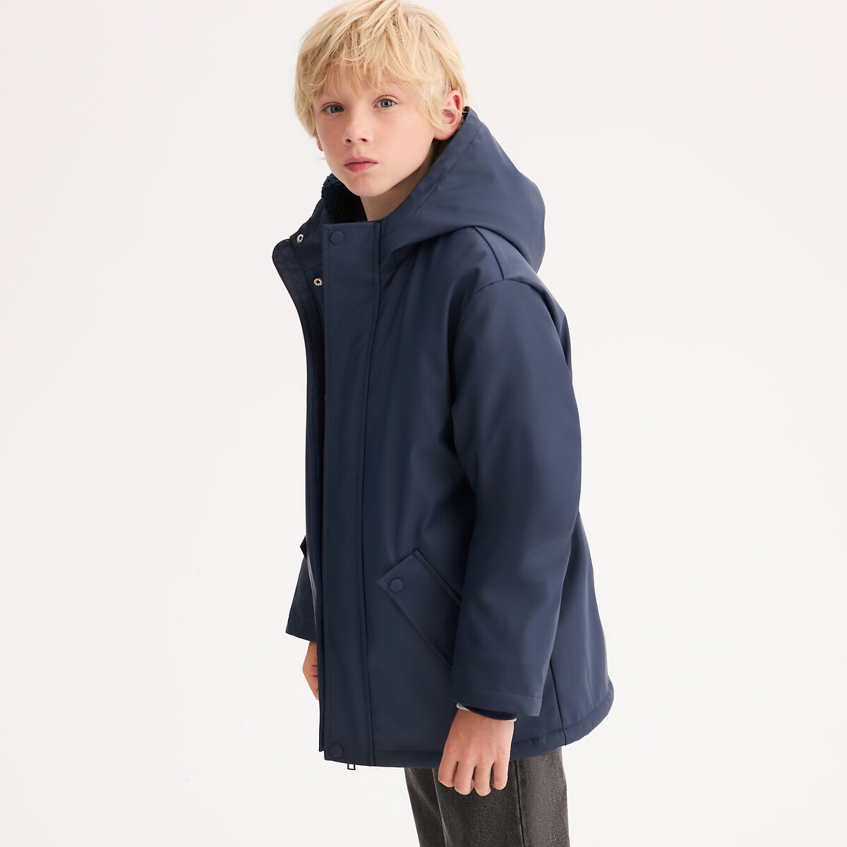 La Redoute Collections Sherpa-Lined Hooded Windbreaker Navy Blue 12Y (150Cm)