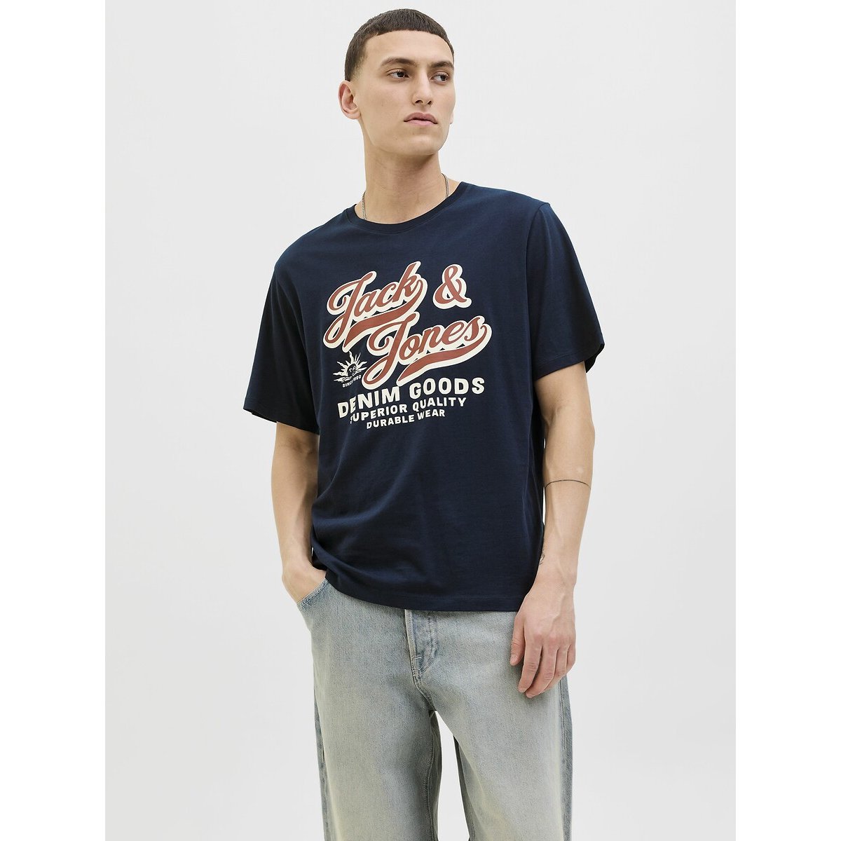 Jack & Jones Crew Neck T-Shirt Men's Navy Blue Small