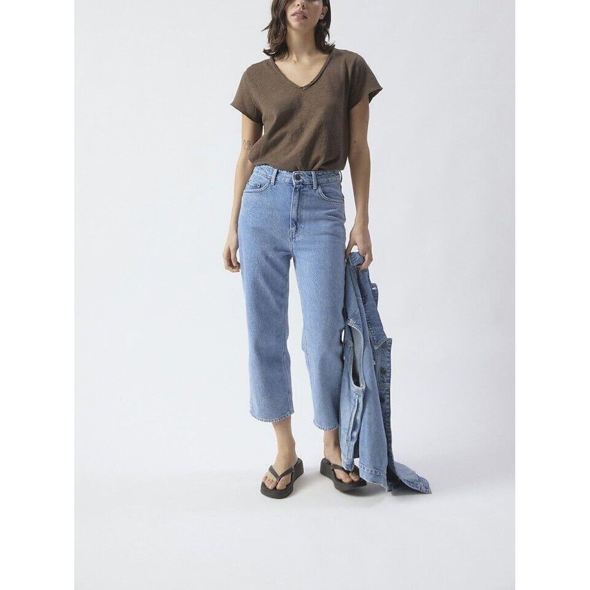 American Vintage Sonoma Short Sleeve T-Shirt With V-Neck Women's Chestnut Small