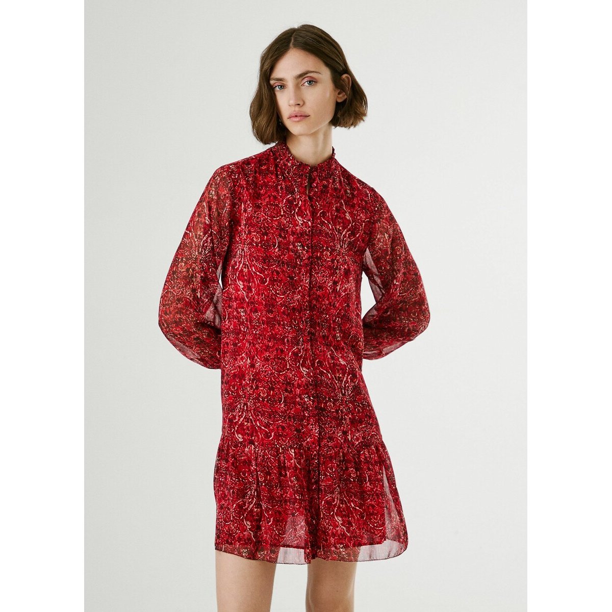 Pepe Jeans Women's Red Print Printed Mini Dress Medium