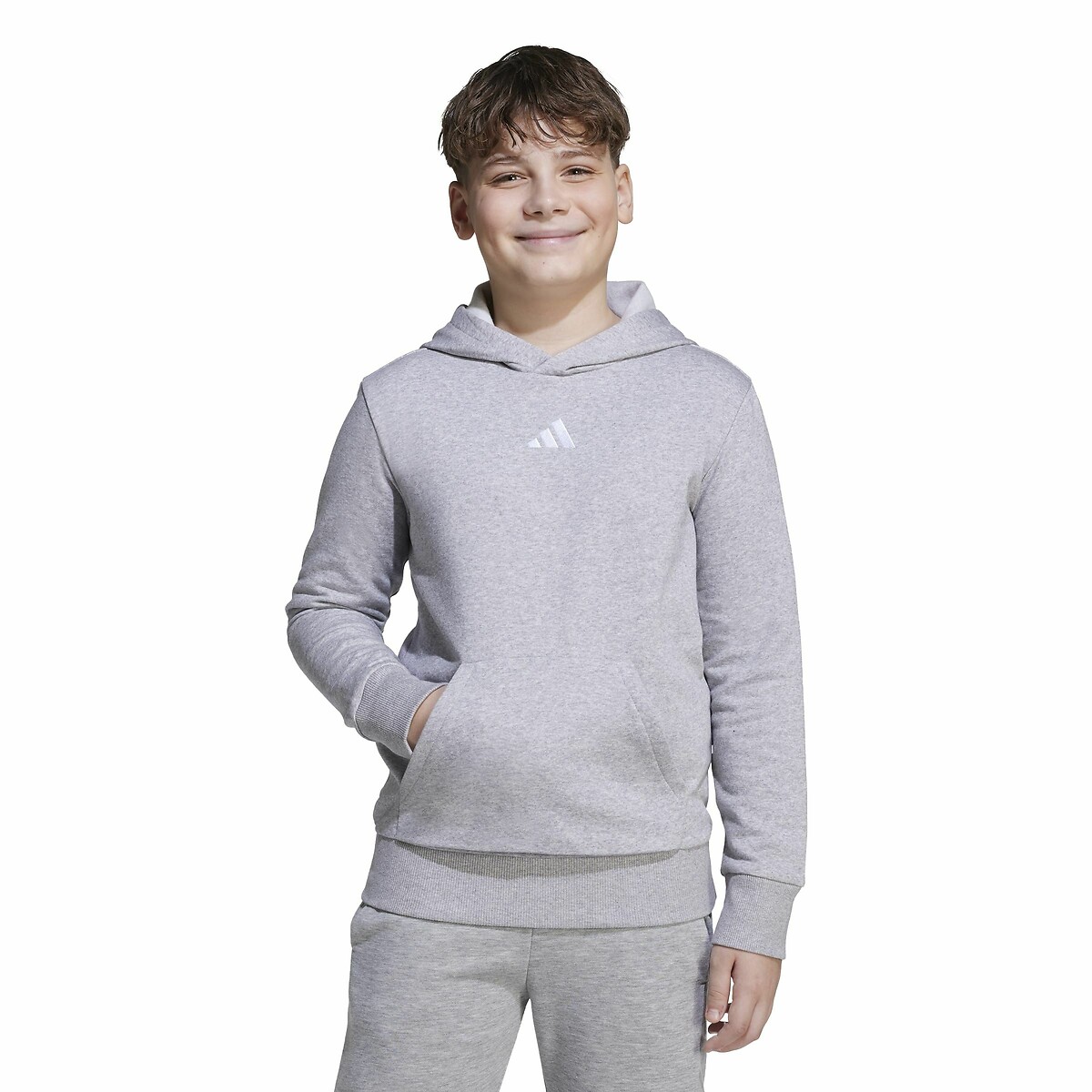 Adidas Sportswear Hoodie In Brushed Fleece Grey Size 15