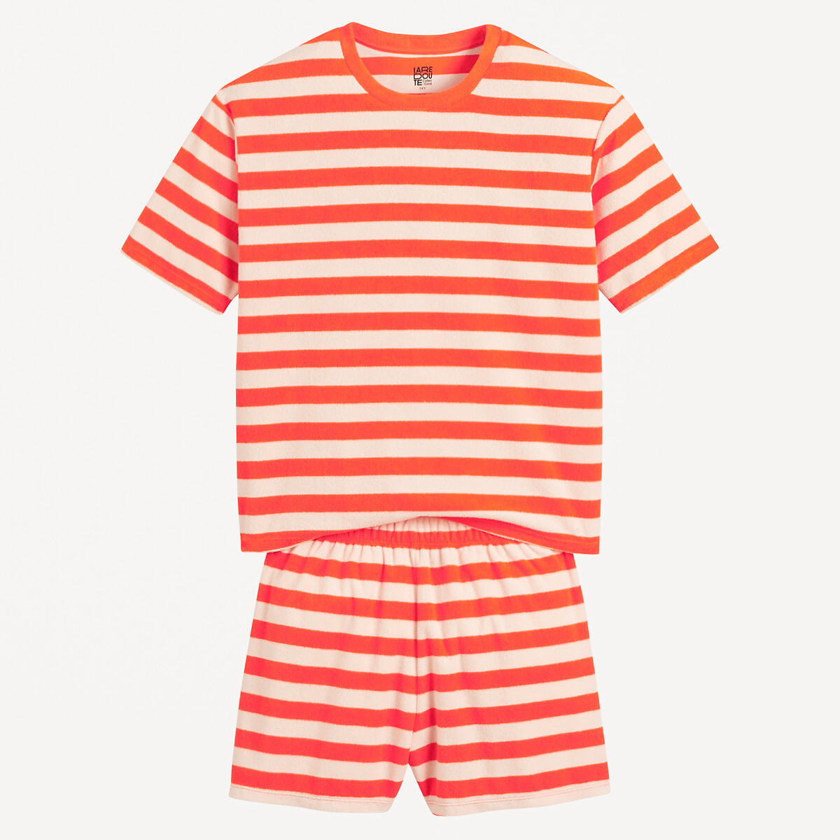 La Redoute Collections Striped Towelling Short Pyjamas Pink/Orange 6Y (114Cm)
