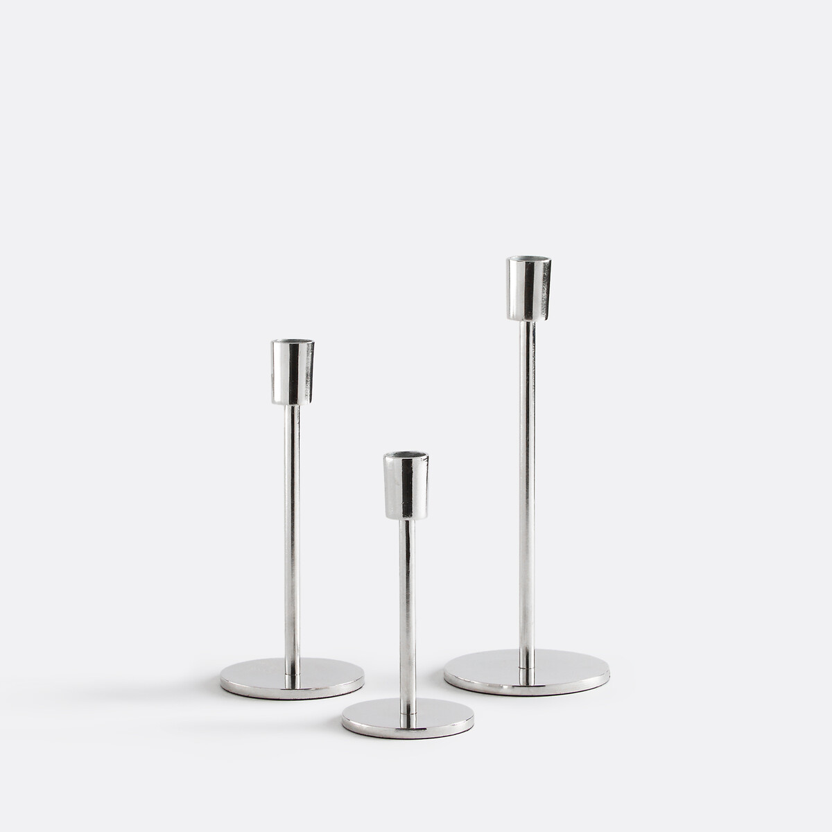 La Redoute Interieurs Set Of 3 Oror Candle Holders In -Plated Aluminium Unisex Chrome
