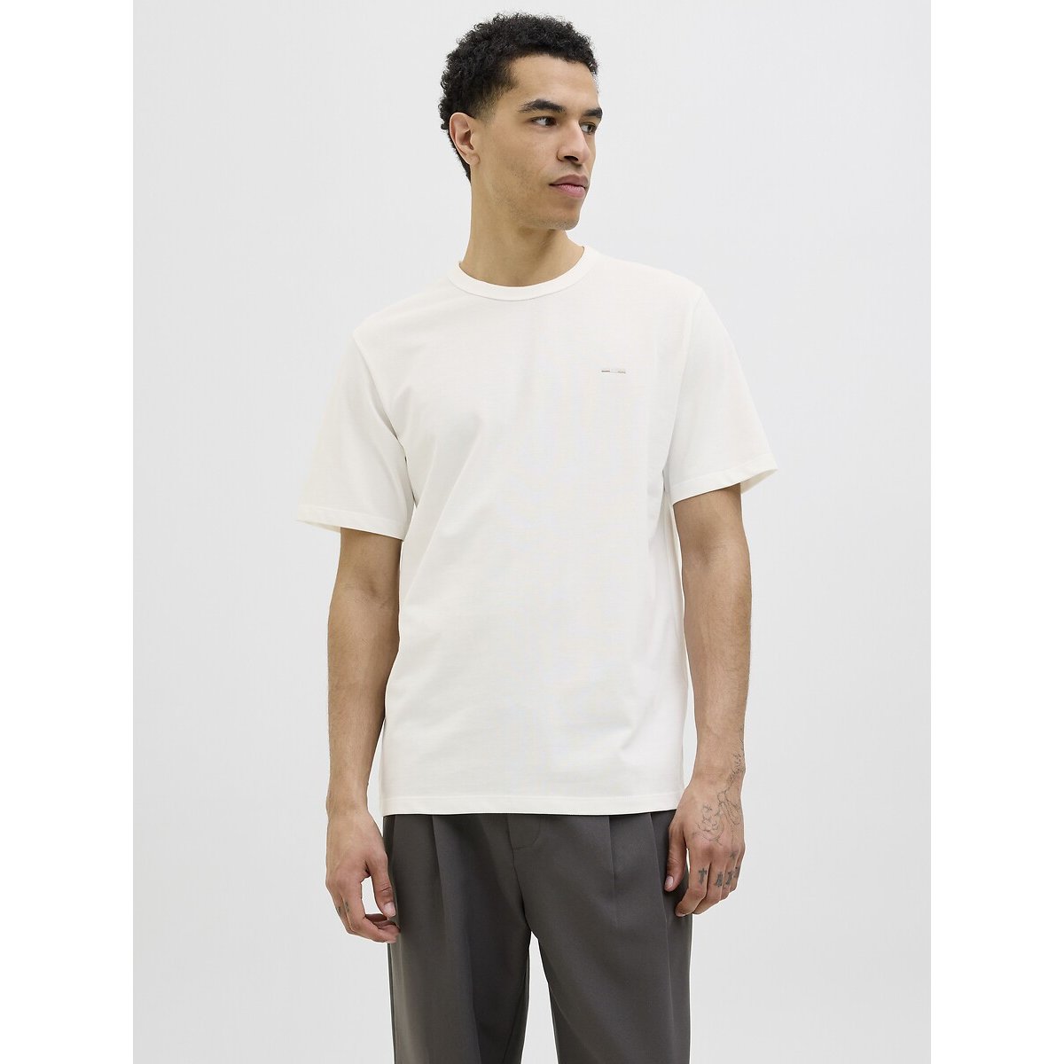 Jack & Jones Short Sleeve Crew Neck T-Shirt Men's Ecru Large