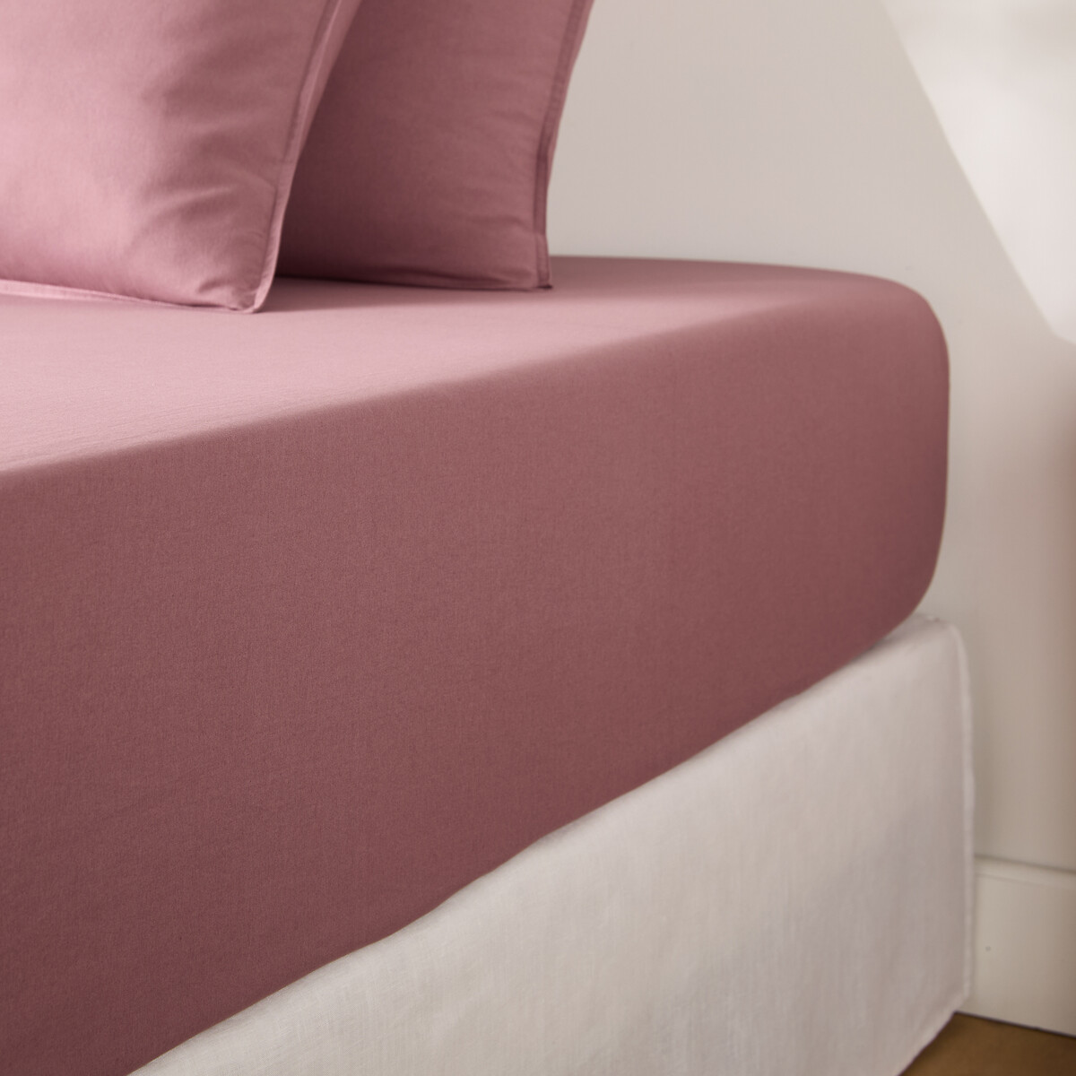La Redoute Interieurs Scenario 30Cm Plain Washed Cotton Fitted Sheet Unisex Fig Double (140X190cm)