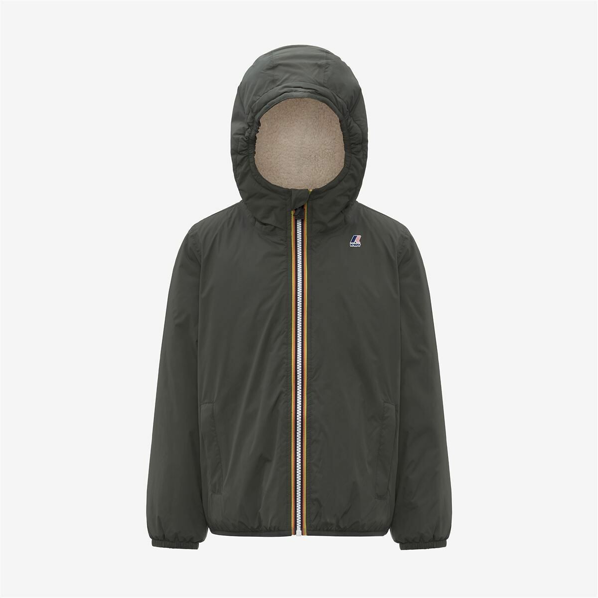 K-Way Khaki 3.0 Claude Orsetto Windbreaker With Hood And Zip Fastening 6Y (114Cm)