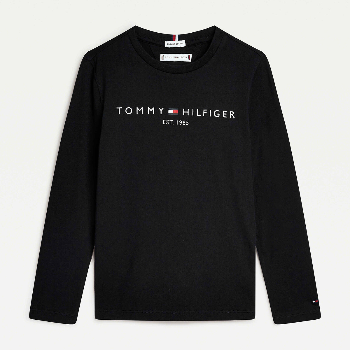 Tommy Hilfiger Black Logo Print Cotton T-Shirt With Long Sleeves 12Y (150Cm)