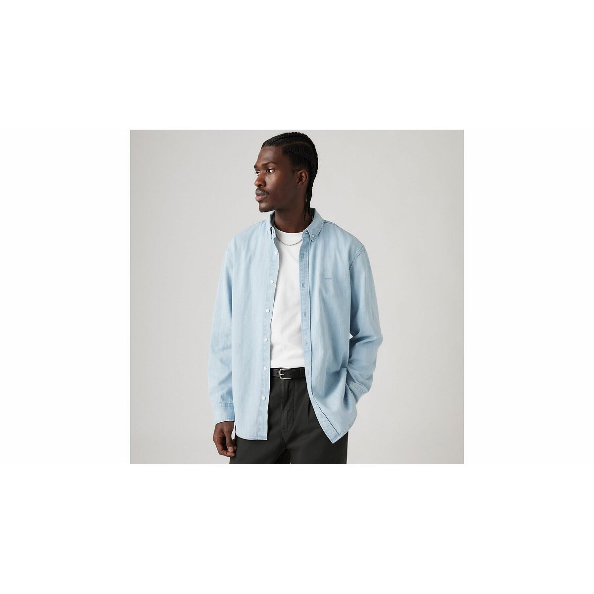 Levi's Oxford Cotton Shirt With Buttoned Collar Men's Light Blue Large