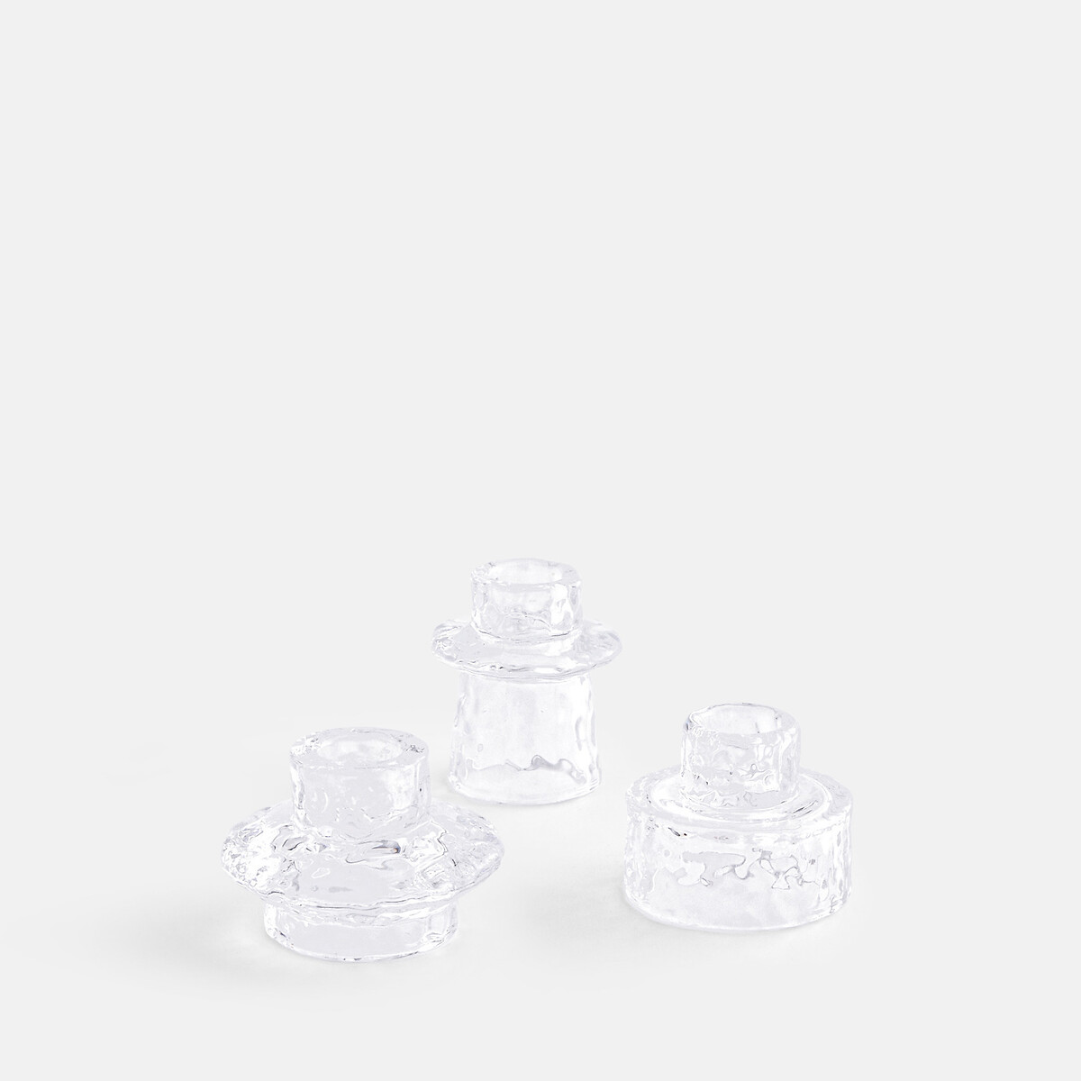 LA REDOUTE INTERIEURS Set van 3 kandelaars van transparant glas met structuur, NEO