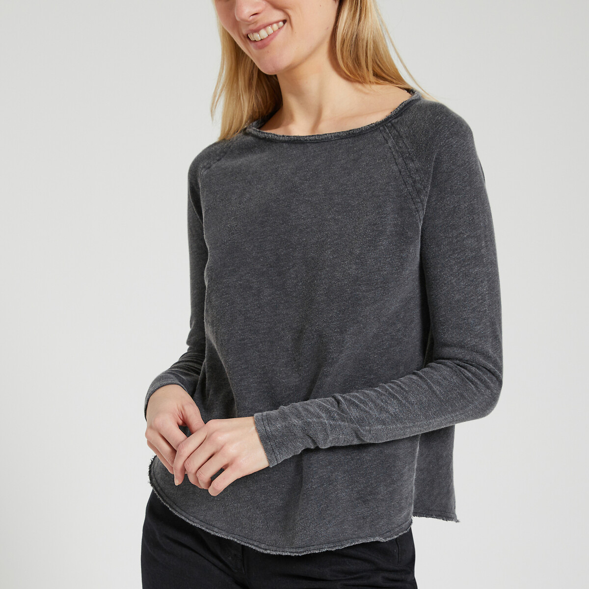 American Vintage Sonoma Boat Neck T-Shirt With Long Sleeves Women's Black Small