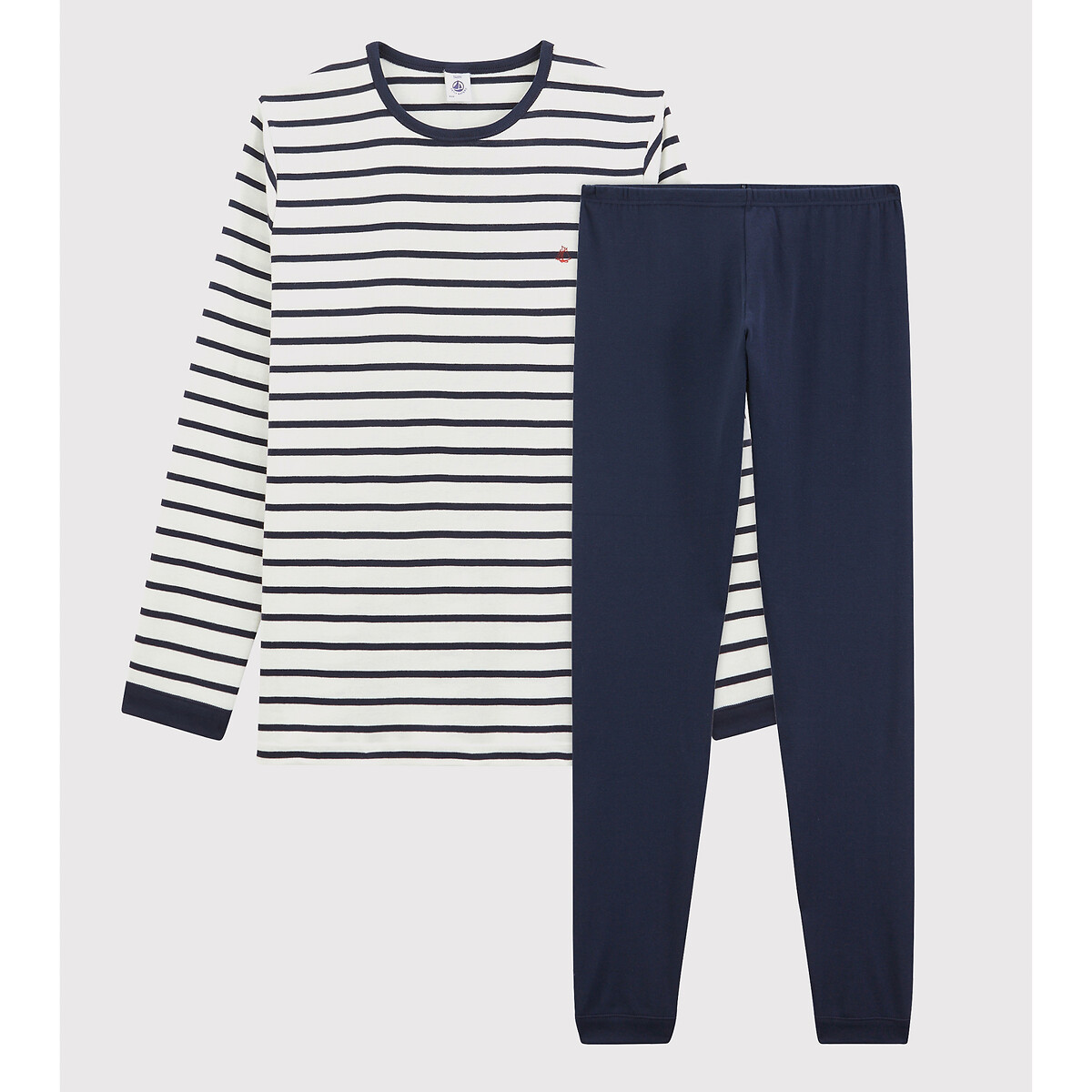 Petit Bateau Blue Stripes Striped Organic Cotton Pyjamas With Long Sleeves, 3-12 Years 12Y (150Cm)