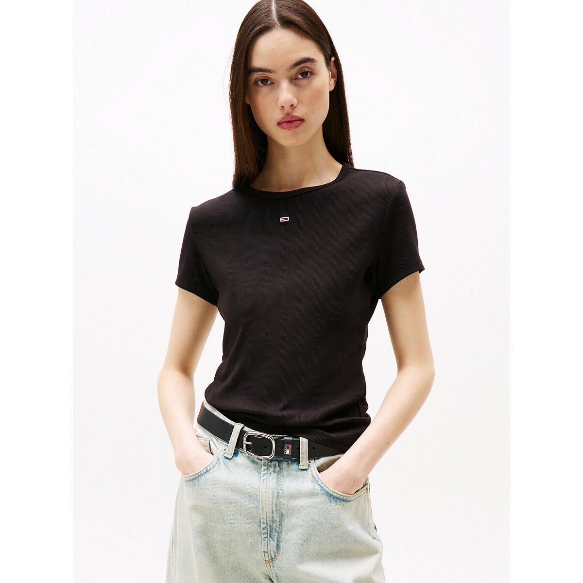 Tommy Jeans Women's Navy Crew Neck T-Shirt With Short Sleeves Medium