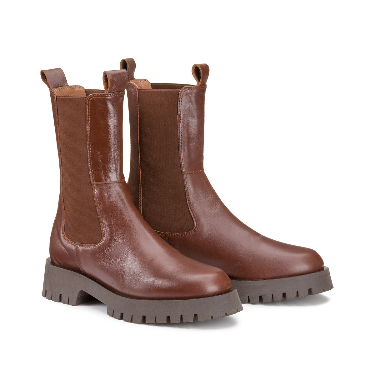 Jonak Ridle Leather Mid Calf Boots Women's Cognac Size 39