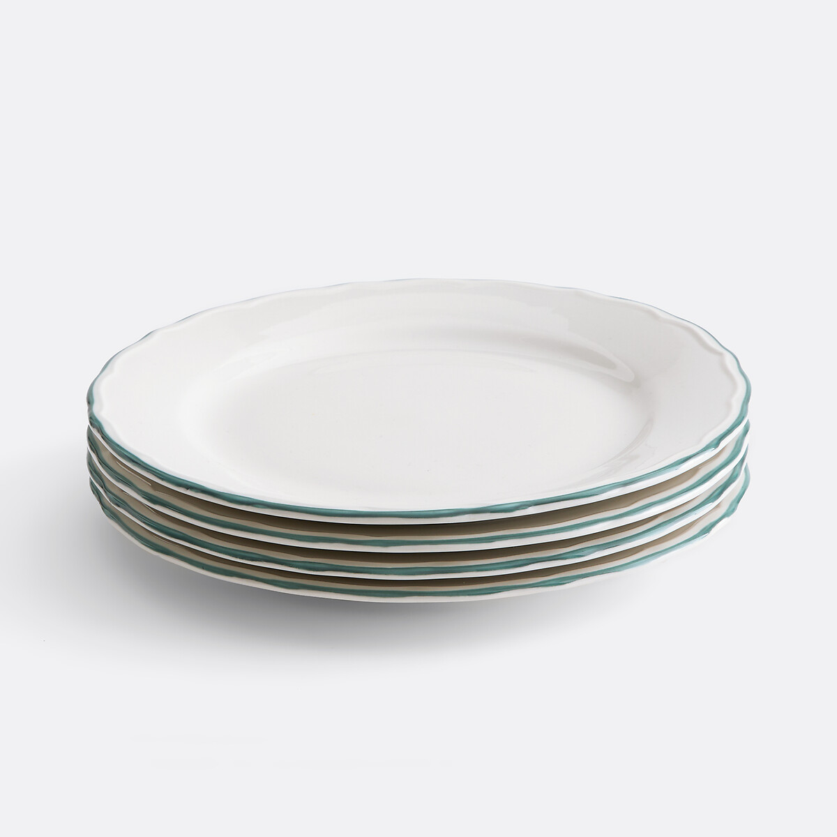 La Redoute Interieurs Set Of 4 Colombe Porcelain Dessert Plates Unisex White/Celadon
