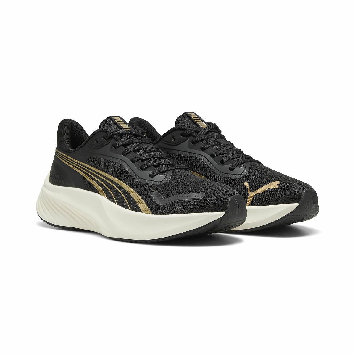 Puma Women's Black/Gold-Coloured Pounce Lite Trainers Size 36 (3.5)