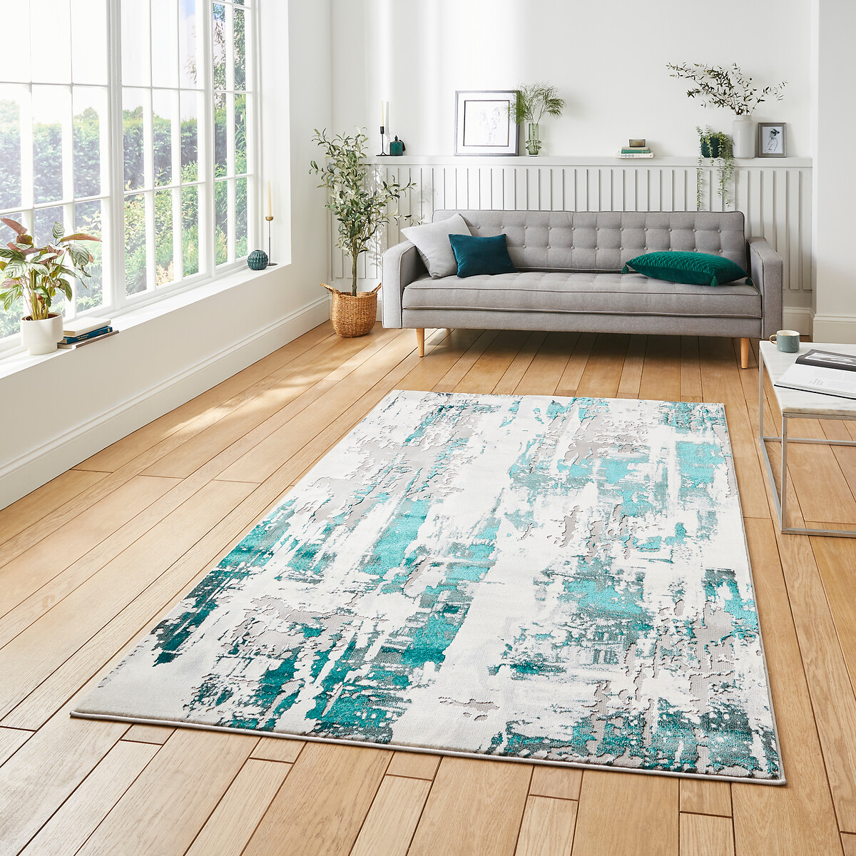 So'home Unisex Teal Modern Abstract Rug Medium