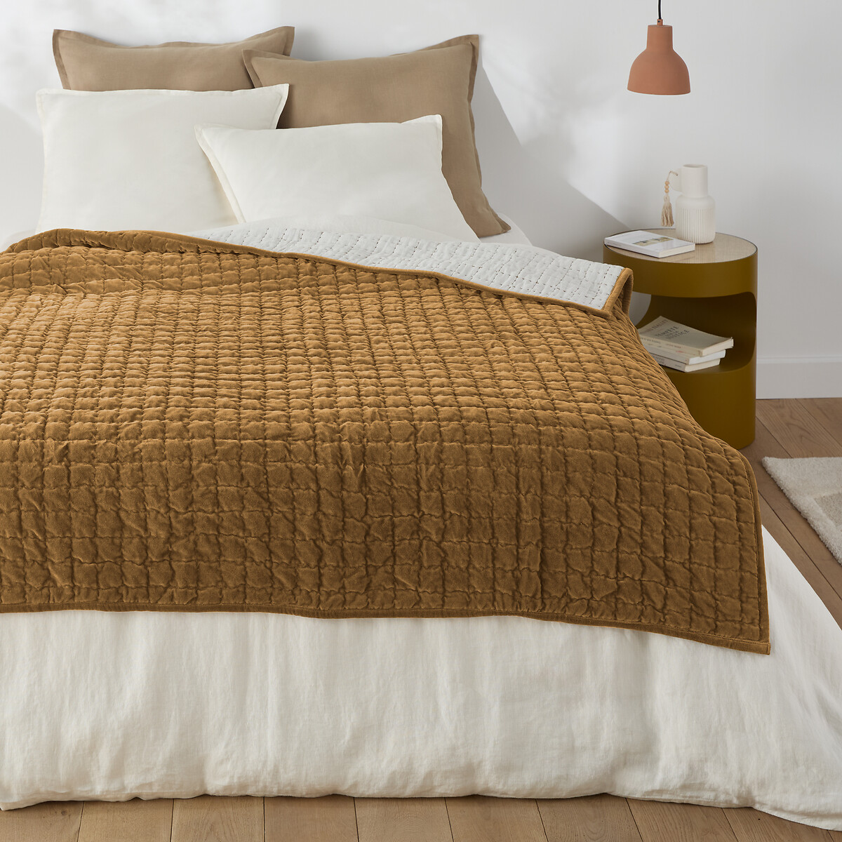 La Redoute Interieurs Paulette Cotton Velour Quilt Unisex Bronze Medium