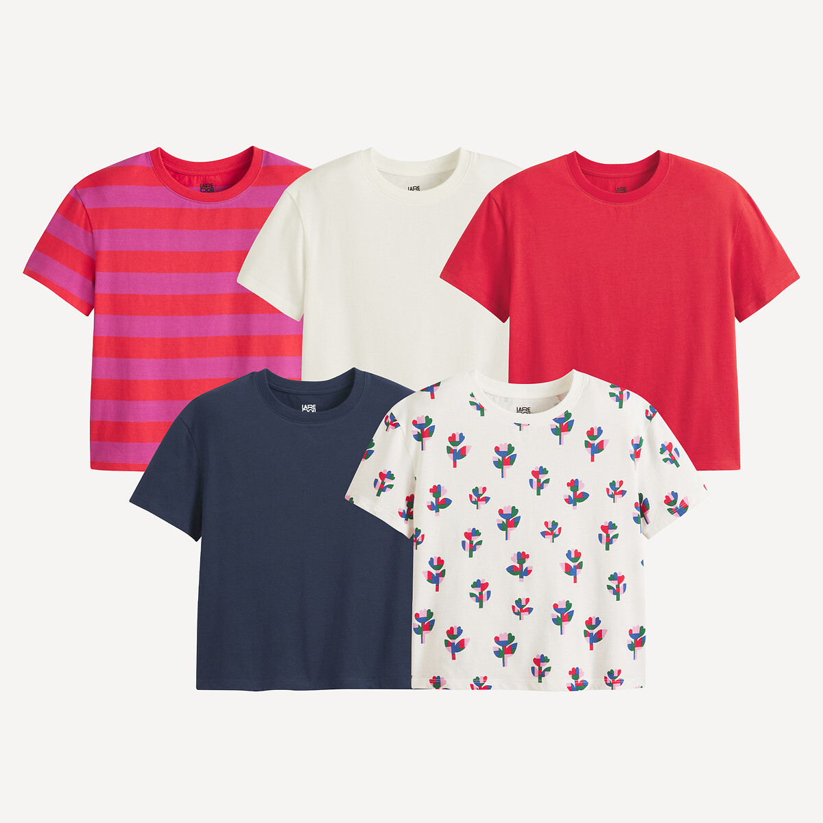 LA REDOUTE COLLECTIONS Set van 5 T-shirts met korte mouwen