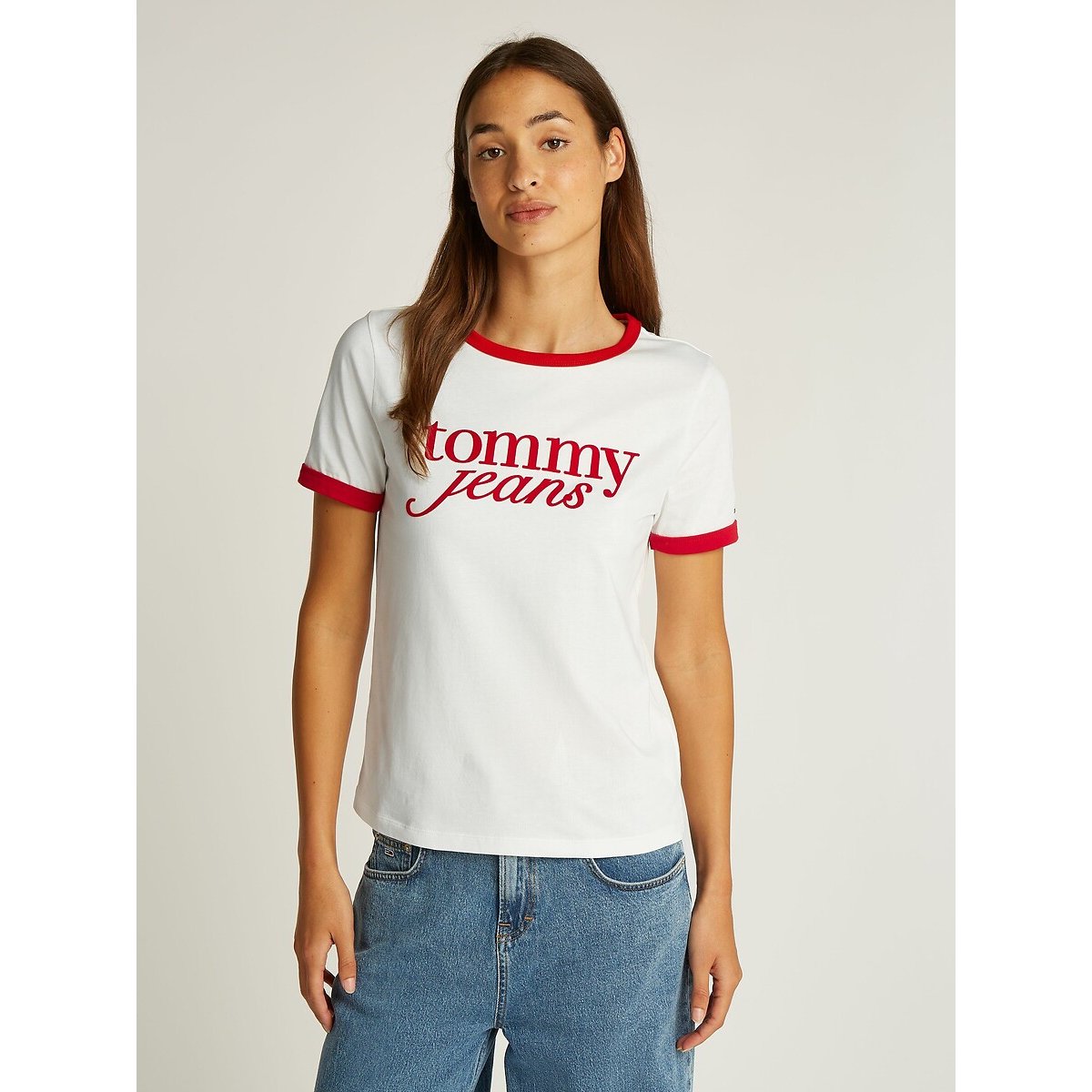 Tommy Jeans Women's White Short Sleeve T-Shirt Extra Large