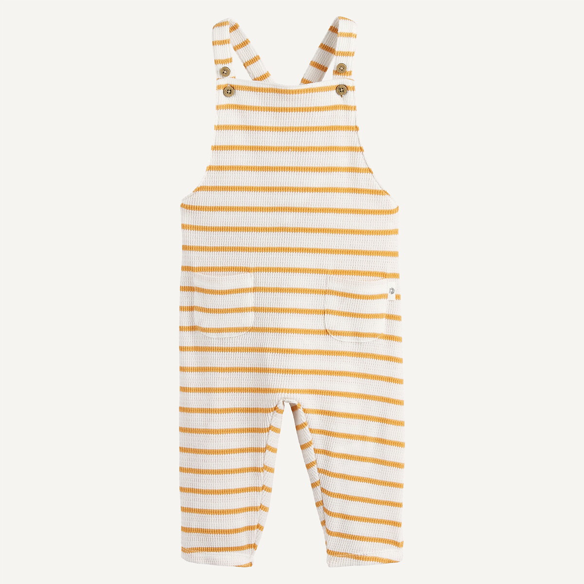 La Redoute Collections Honeycomb Knit Strappy Dungarees Striped 2Y (86Cm)