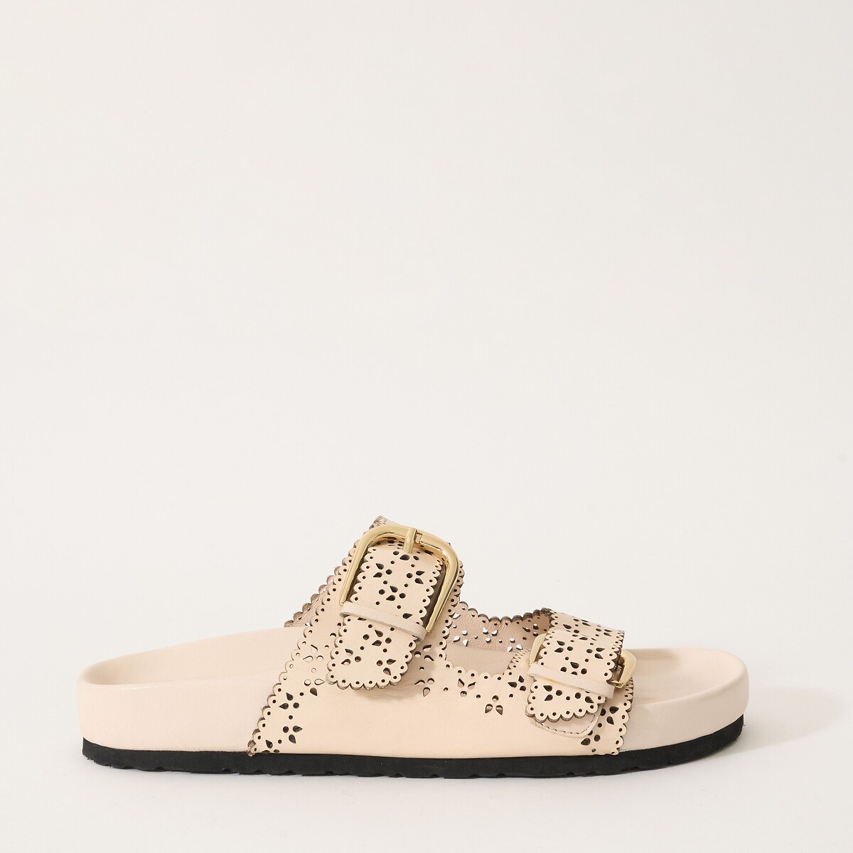 Petite Mendigote Capucine Leather Flat Sandals With Straps Women's Ecru Size 39