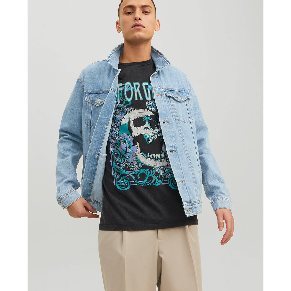 Jack & Jones Denim Jacket Men's Denim Blue Large