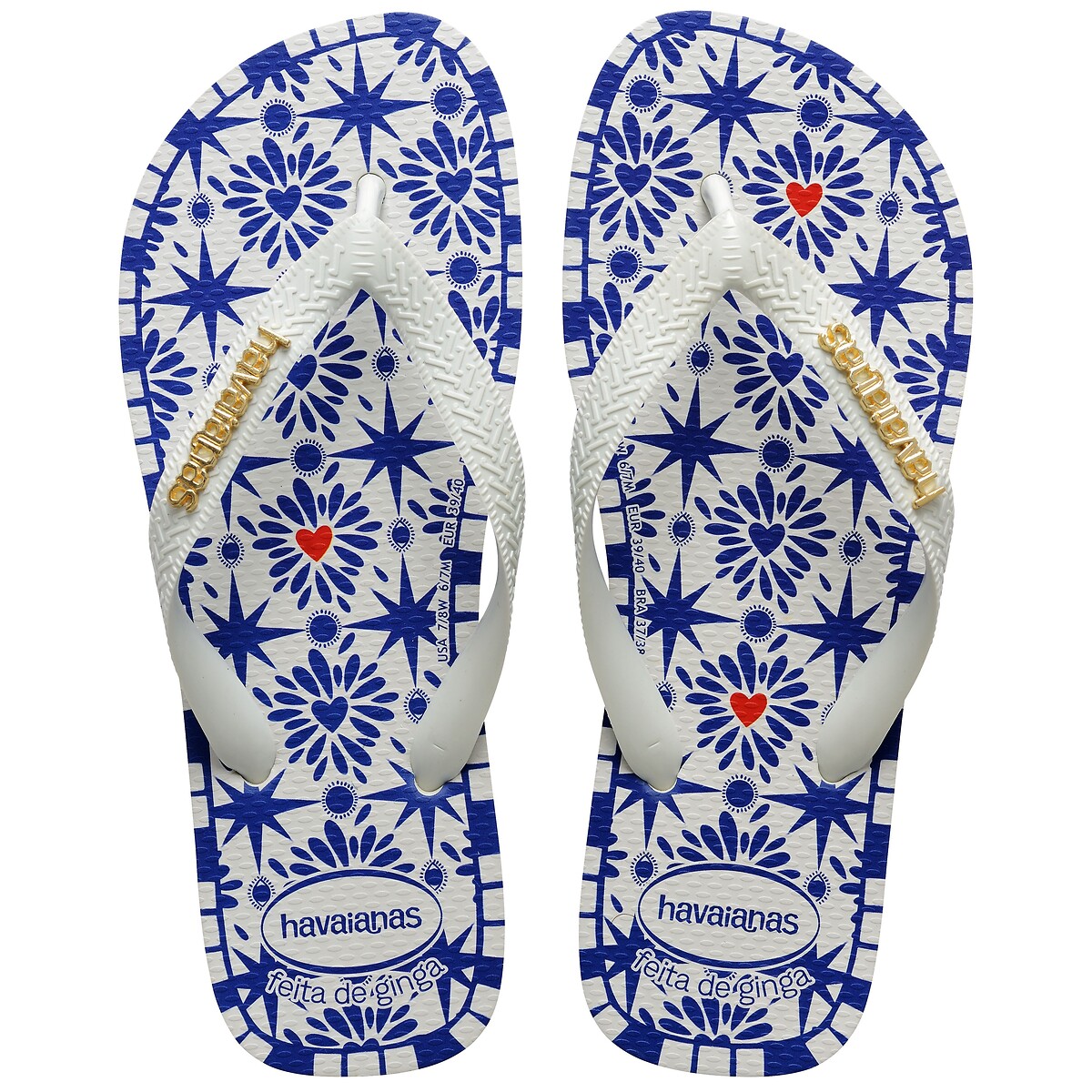 Havaianas Hav Top Sao Luis Flip Flops Women's White/Blue Size 35
