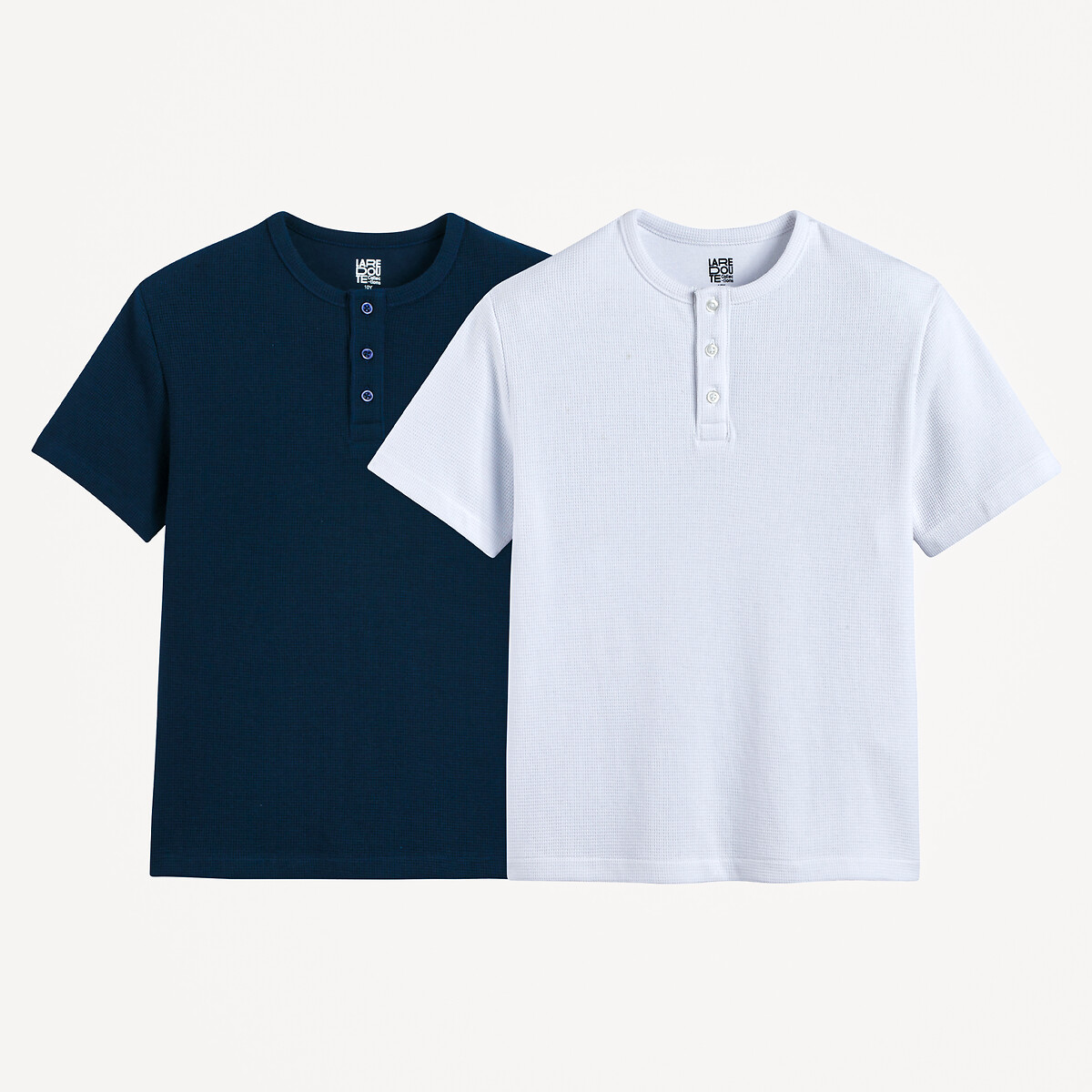 LA REDOUTE COLLECTIONS Set van 2 T-shirts met tuniekhals, in gewafeld tricot