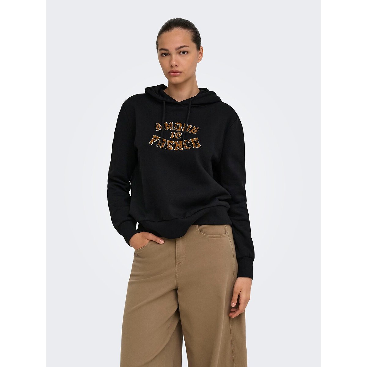 Only Sudadera con capucha Love. Negro