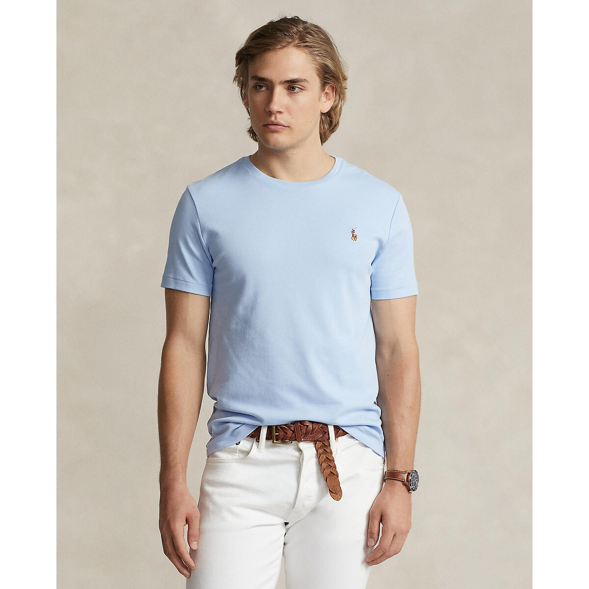 Polo Ralph Lauren Custom Slim Fit T-Shirt In Soft Cotton Men's Sky Blue Large