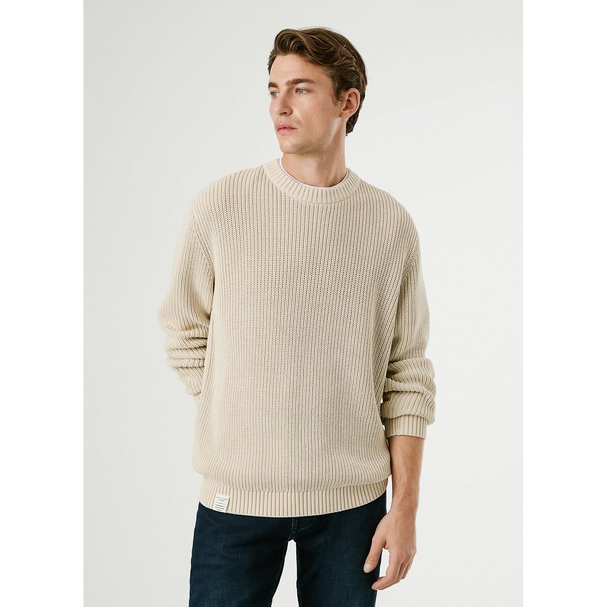 Pepe Jeans Unisex Beige Parker Crew Neck Jumper Medium