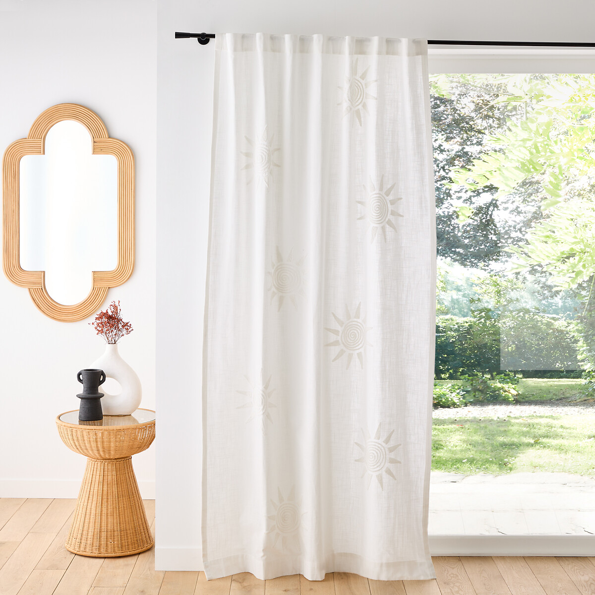 La Redoute Interieurs Melenaos Cotton Terrycloth Pattern Curtain Unisex Ecru Size D260 X W135cm