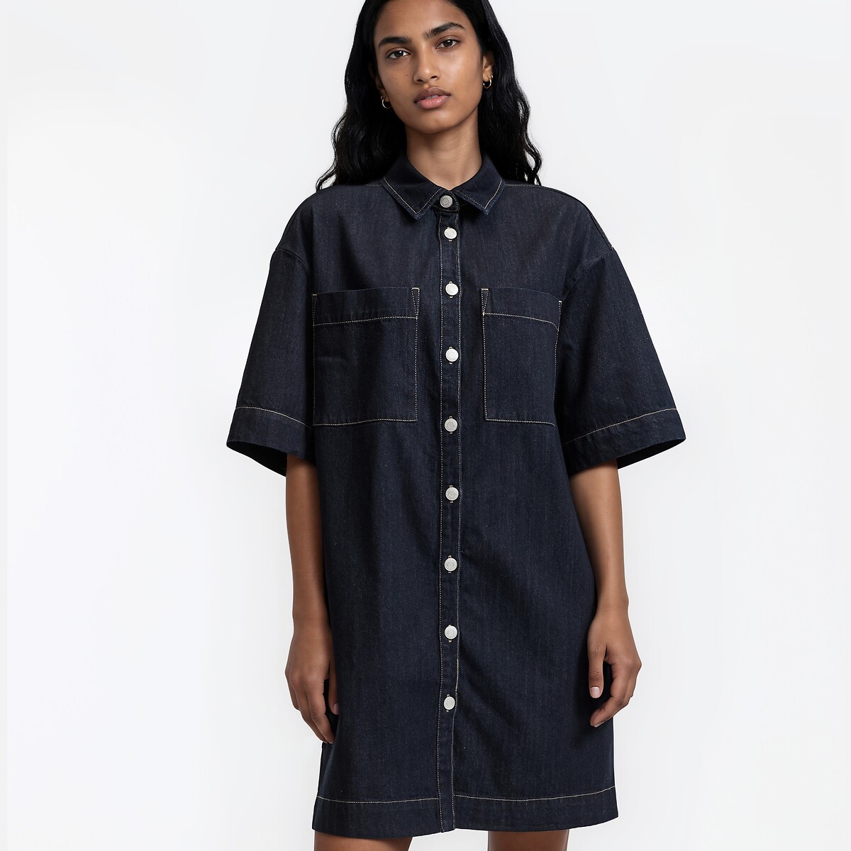 Robe ample courte en denim, Signature SARA