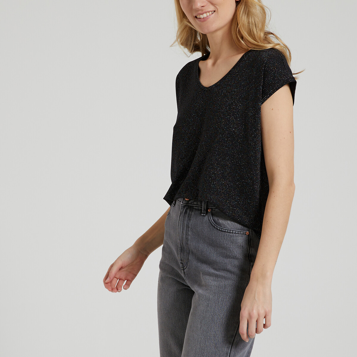 Pieces T-shirt Met Glanzend Effect
