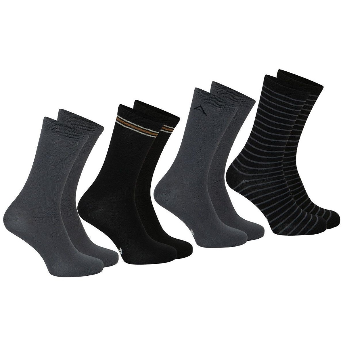 Athena Pack Of 4 Pairs Of Patterned Crew Socks Men's Grey Size 39