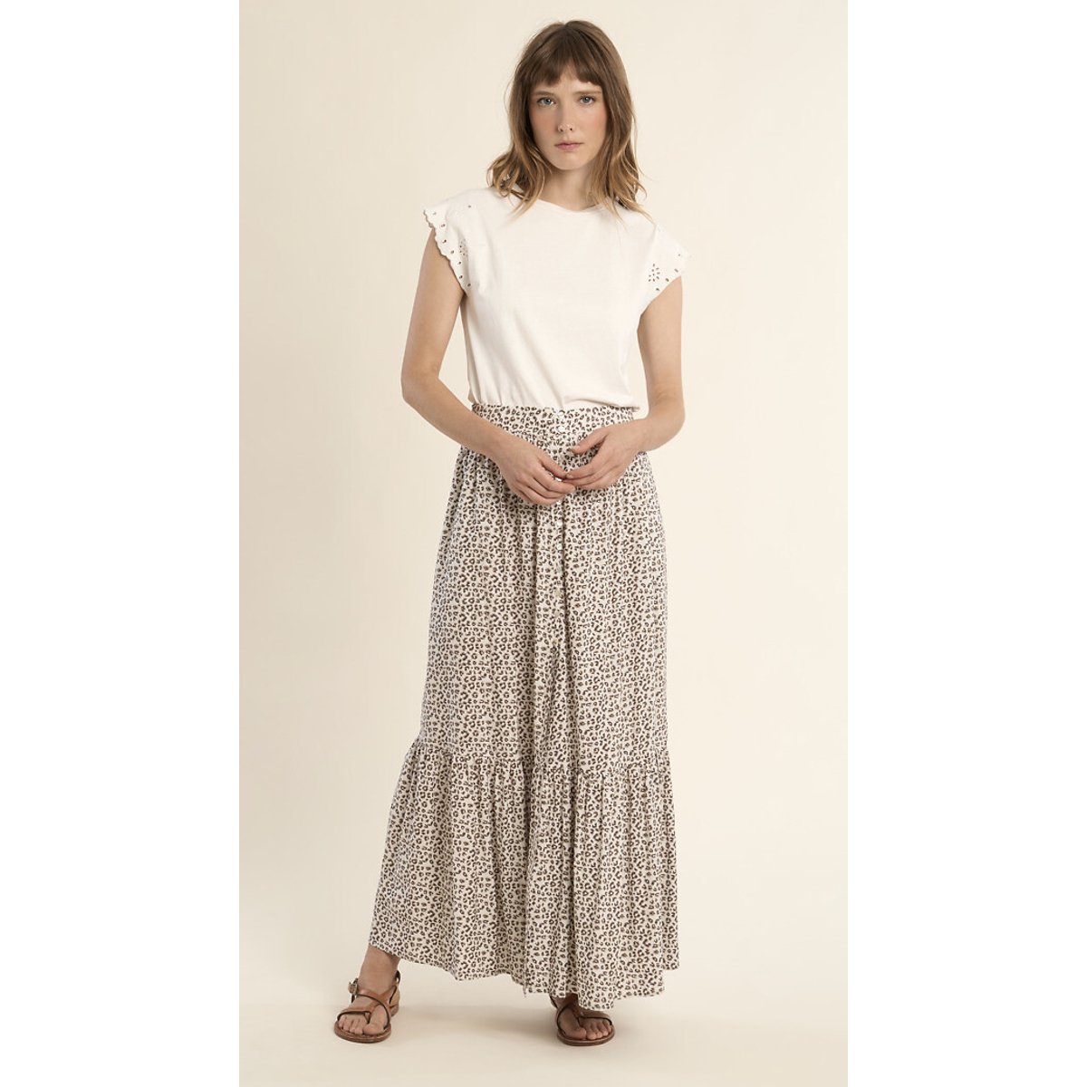 Molly Bracken Maxi Skirt Women's Leopard Print Medium
