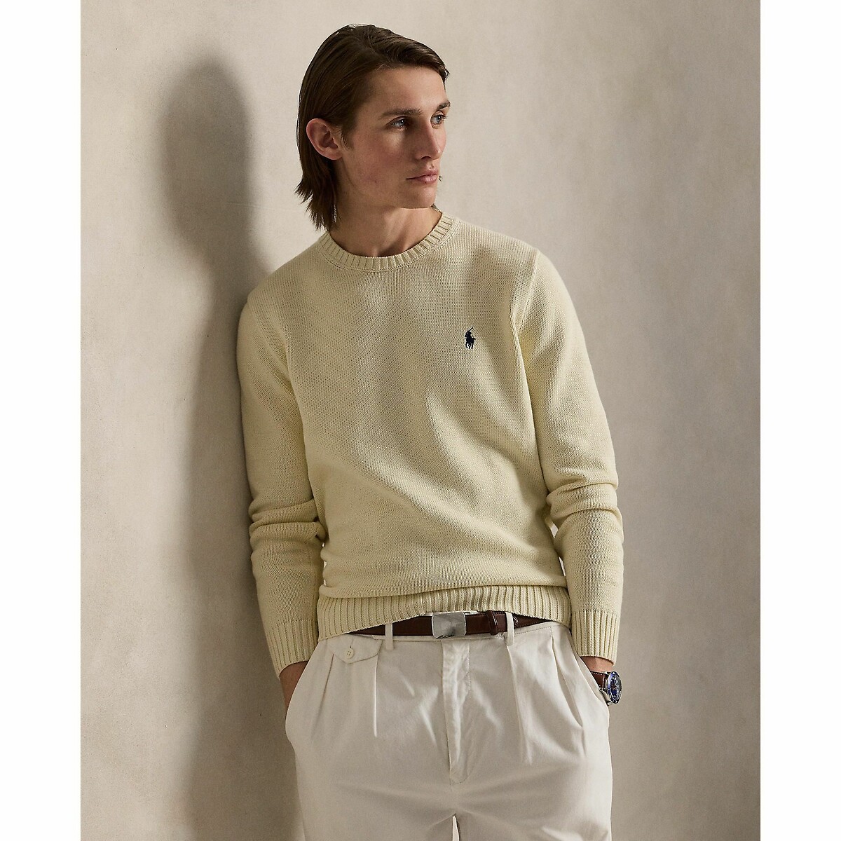 Polo Ralph Lauren Cotton Crew Neck Jumper Men's Cream Medium
