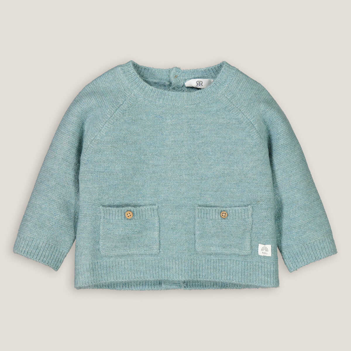 La Redoute Collections Fine Knit Crew Neck Jumper Turquoise Marl 18M (81Cm)
